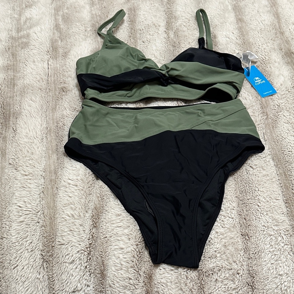 Cupshe Olive and Black Bikini Set